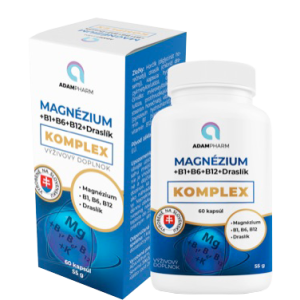 Magnesium Komplex ADAMPharm vďaka kombinácii Magnézia, vitamínov B1, B6,B12 a Draslíku znižuje únavu a vyčerpanie, pomáha k normálnej činnosti svalov a nervovej sústavy.