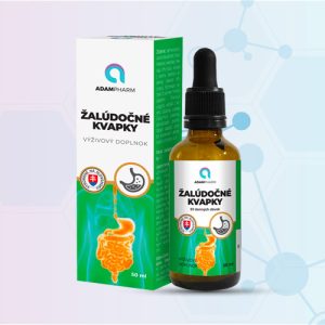Žalúdočné kvapky: extrakty medovky lekárskej, valeriány lekárskej, bromelaínu, feniklu sladkého, sladovky uralskej a papaínu