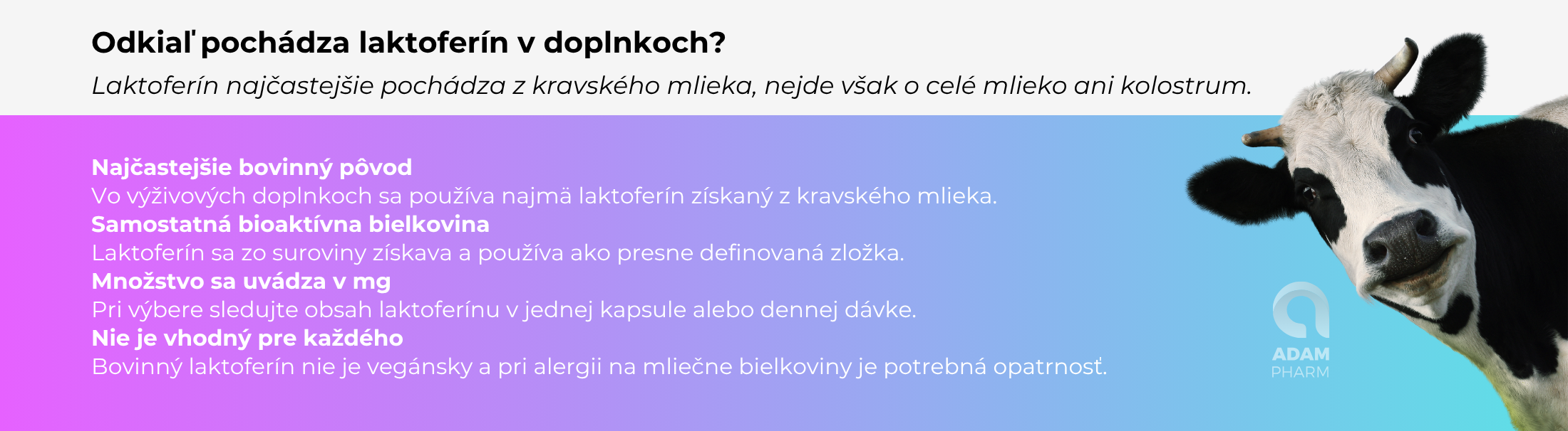 Odkiaľ pochádza laktoferín vo výživových doplnkoch a čo znamená bovinný pôvod